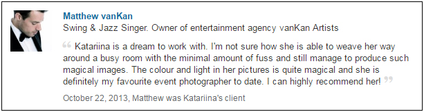 Light Trick Photography event photography testimonial
